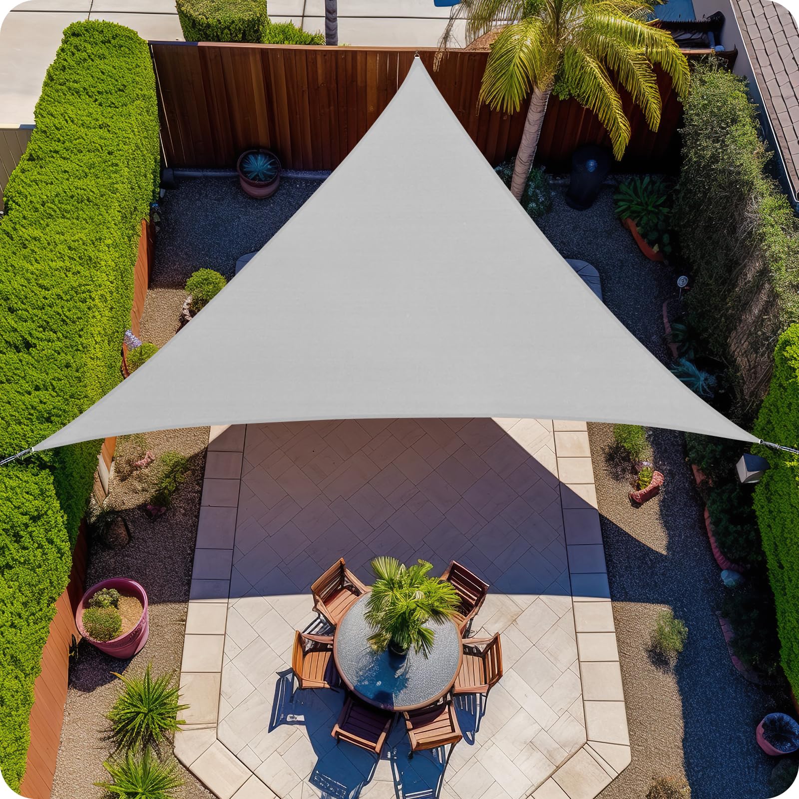 BELLE DURA 12'X12'X12' Triangle YPF5 Light Grey Sun Patio Shade Sail
