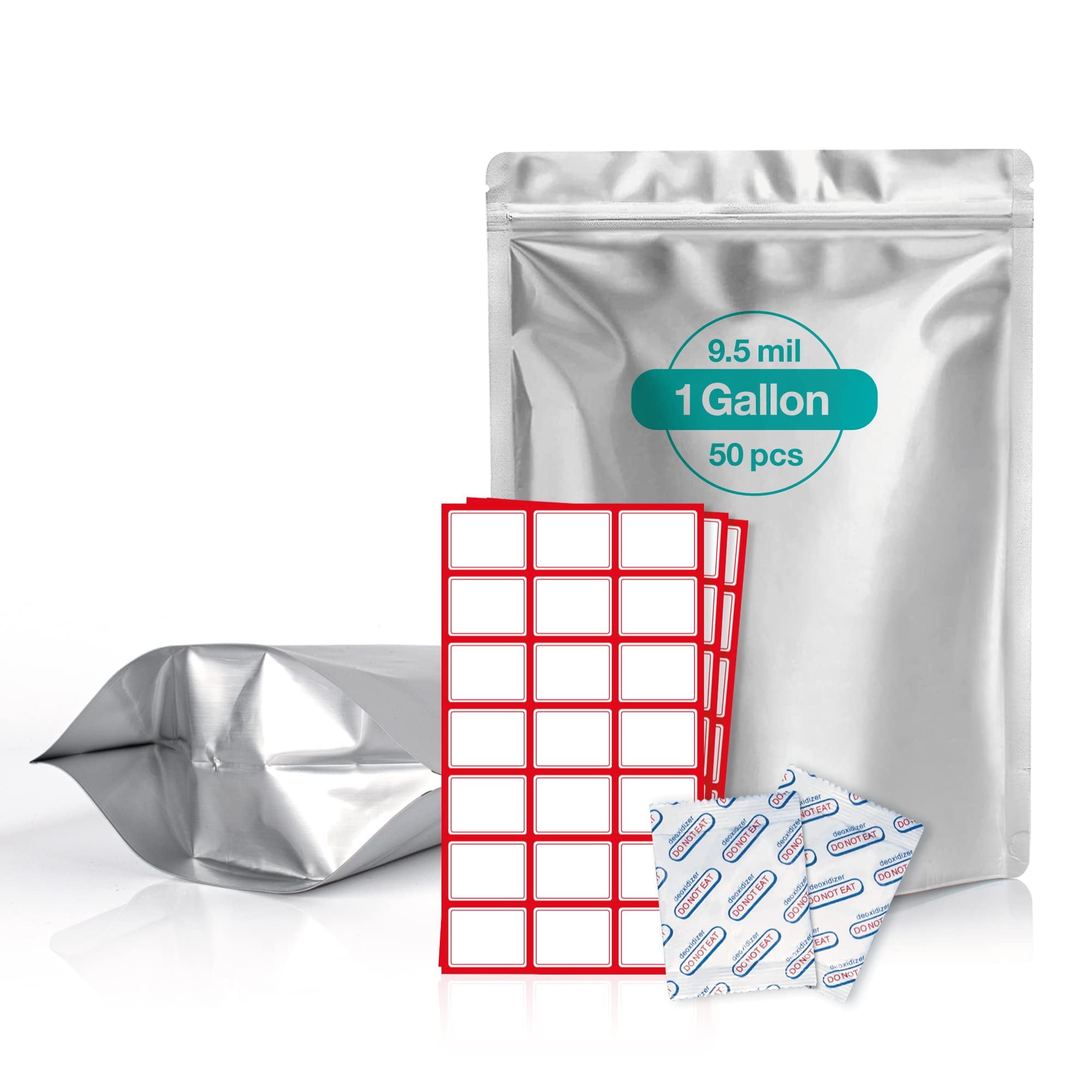 100-Pack Mylar Bags With Oxygen Absorbers - 3 Sizes (1 Gallon, Quart, 1/2 Pint) For Long-Term Food Storage 3 thumbnail image