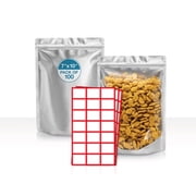 BELLE KR  7x10 Quart Mylar Bags for Food Storage - Pack Of 100-7.5mil Thick - Gusseted Bottom - Clear Mylar Bags with See Through Window for Freeze Drying food - Labels Included