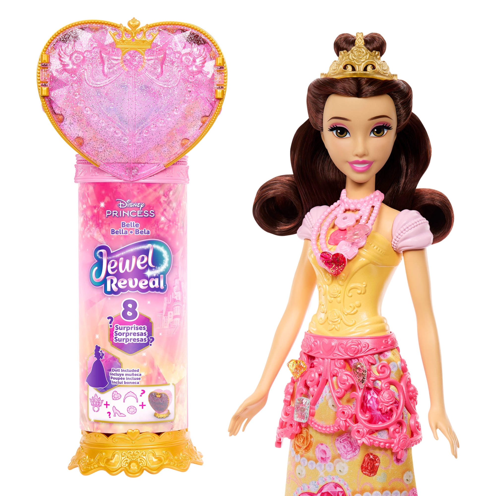Disney Princess Jewel Reveal Belle Fashion Doll w/ 8 Surprises