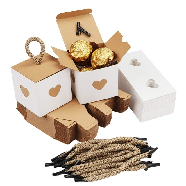BELLE VOUS Small Heart Craft Boxes (50 Pack) - 2x2x2'' Wedding & Party ...