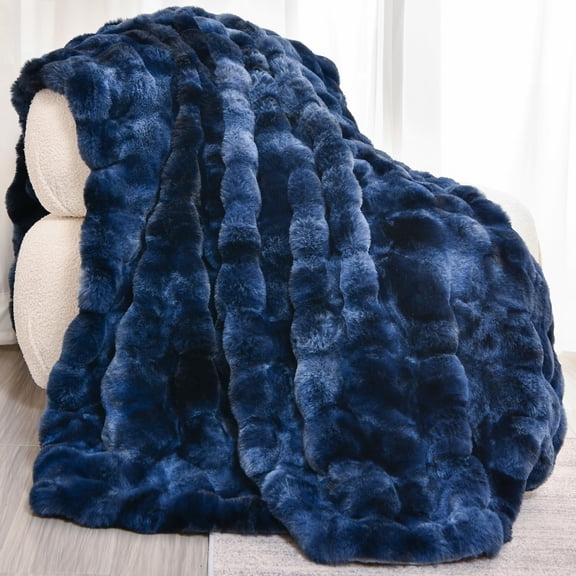 BELLEBED Faux Fur Throw Blanket for Couch,Fluffy Cozy Soft Plush Luxury Thick Fuzzy Fleece Blanket for Couch Bed Sofa Bedroom Living Room,Comfy Bubble Blanket