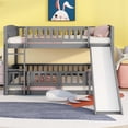 thumbnail image 1 of BELLEMAVE Bunk Bed Full over FullBunk Beds, Full Bunk Bed with Slide, Ldder, Door Openable Fence, Low Bunk Bed for  Teen(Gray), 1 of 9