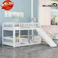 thumbnail image 1 of BELLEMAVE  Bunk Bed Twin over Twin, Twin Bunk Bed with Slide, Ldder, Door Openable Fence, Low Bunk Bed (White), 1 of 12