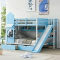 BELLEMAVE Kids Castle Bunk Bed with Storage Drawers, Shelf, Slide and