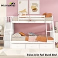 thumbnail image 1 of BELLEMAVE Twin over Full Bunk Bed with there drawer, bulid in ladder and storage stairs, Convertible into 2 beds, Bunk bed /Wood Bunk Bed for Teens(White), 1 of 10