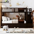 thumbnail image 1 of BELLEMAVE Twin over Twin Bunk Beds , Twin Size Bunk Bed with Trundle, Storage Stairs and Full-Length Guardrail, Wood Bunk Bed , Tenns(Espresso), 1 of 9