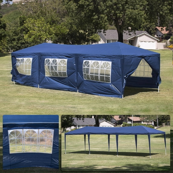 BELLEZE 10' x 30' Foot Blue Outdoor Wedding Canopy Event Dancing Gazebo Heavy Duty Party Tent Removable Walls XL