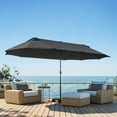 thumbnail image 1 of BELLEZE 15 Ft Extra Large Outdoor Market Patio Umbrella Double-Sided Design with Crank, Grey, 1 of 7