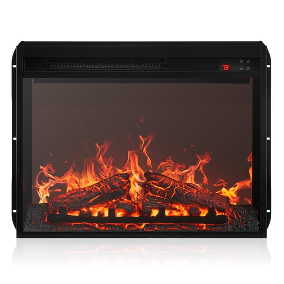 BELLEZE 23" Electric Fireplace Insert, Recessed Fireplace Heater w/ Remote Control, Indoor Fireplace Heater with Adjustable Brightness, Timer, Automatic Temperature Control, Black