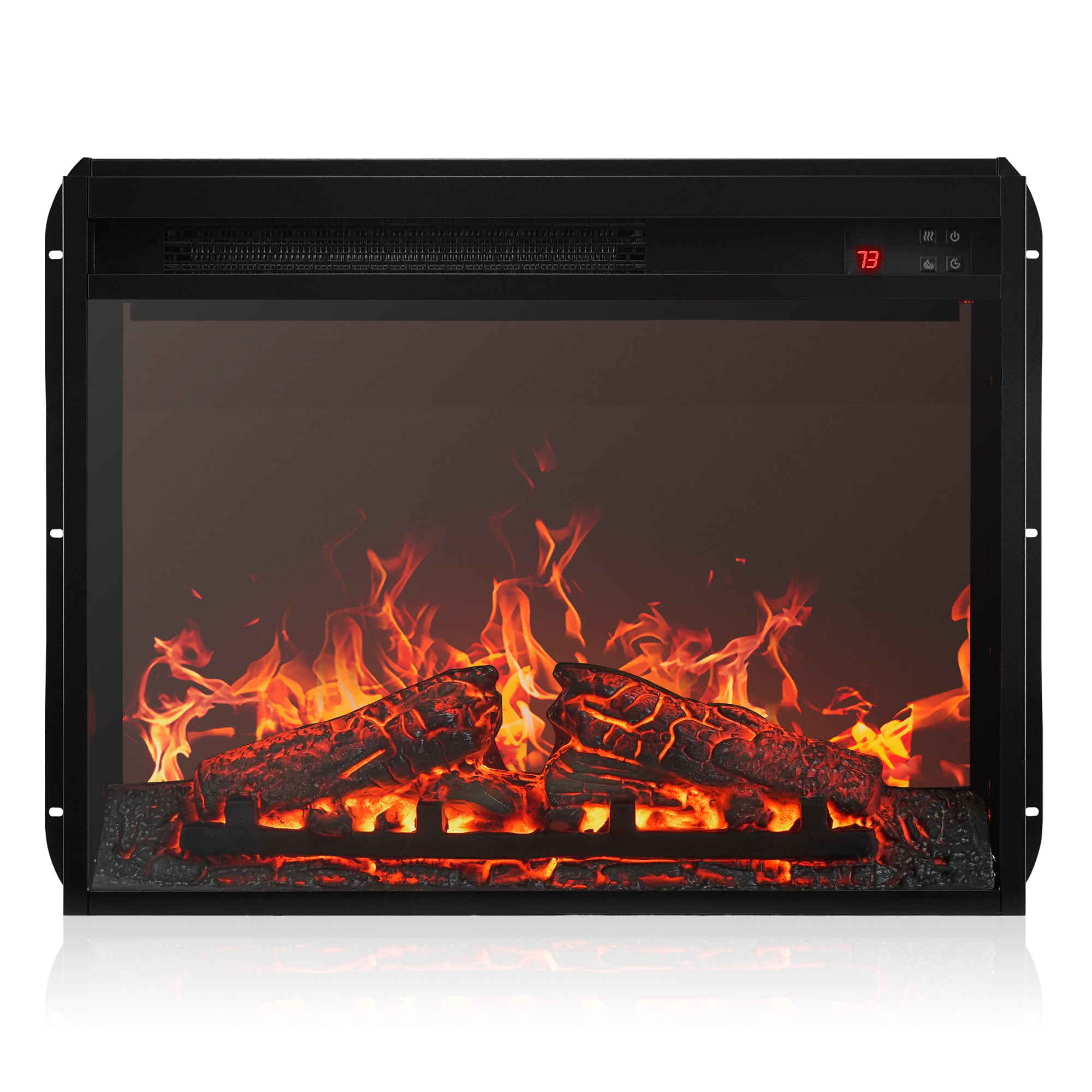 BELLEZE 23" Electric Fireplace Insert, Recessed Fireplace Heater w/ Remote Control, Indoor Fireplace Heater with Adjustable Brightness, Timer, Automatic Temperature Control, Black