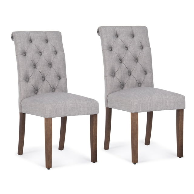 BELLEZE 2pc Dining Chairs Modern Tufted Parson Chairs Linen High