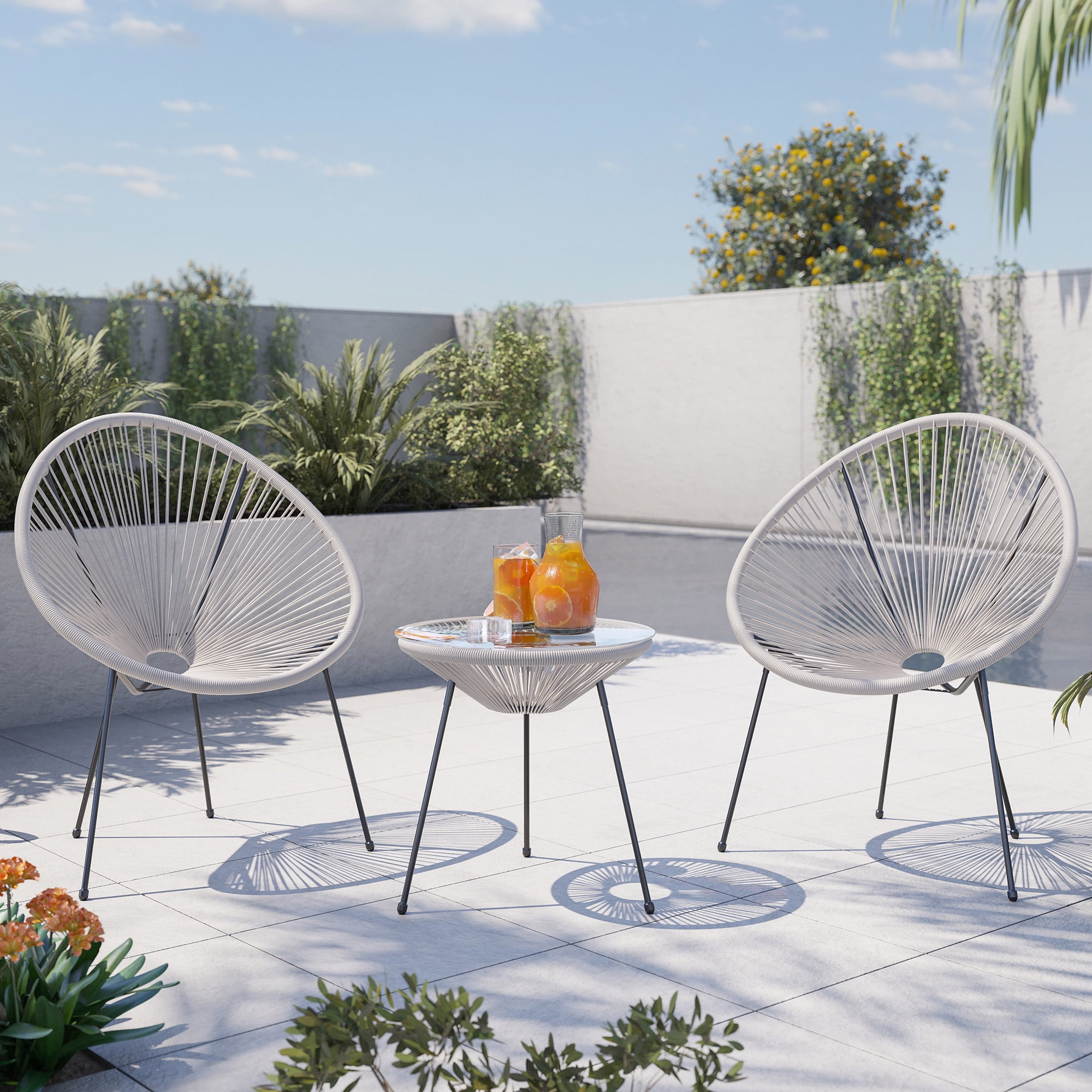 BELLEZE 3Piece All Weather Acapulco Set Patio Conversation Bistro Set