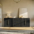 thumbnail image 1 of BELLEZE 3-Piece Modular Sideboard Set Freely Configurable, 2 Double Arched Wood Door Cabinets and 1 Drawer Buffet Cabinet with Storage, Modern Credenza for Dining Room, Living Room Entryway - Ebony, 1 of 7