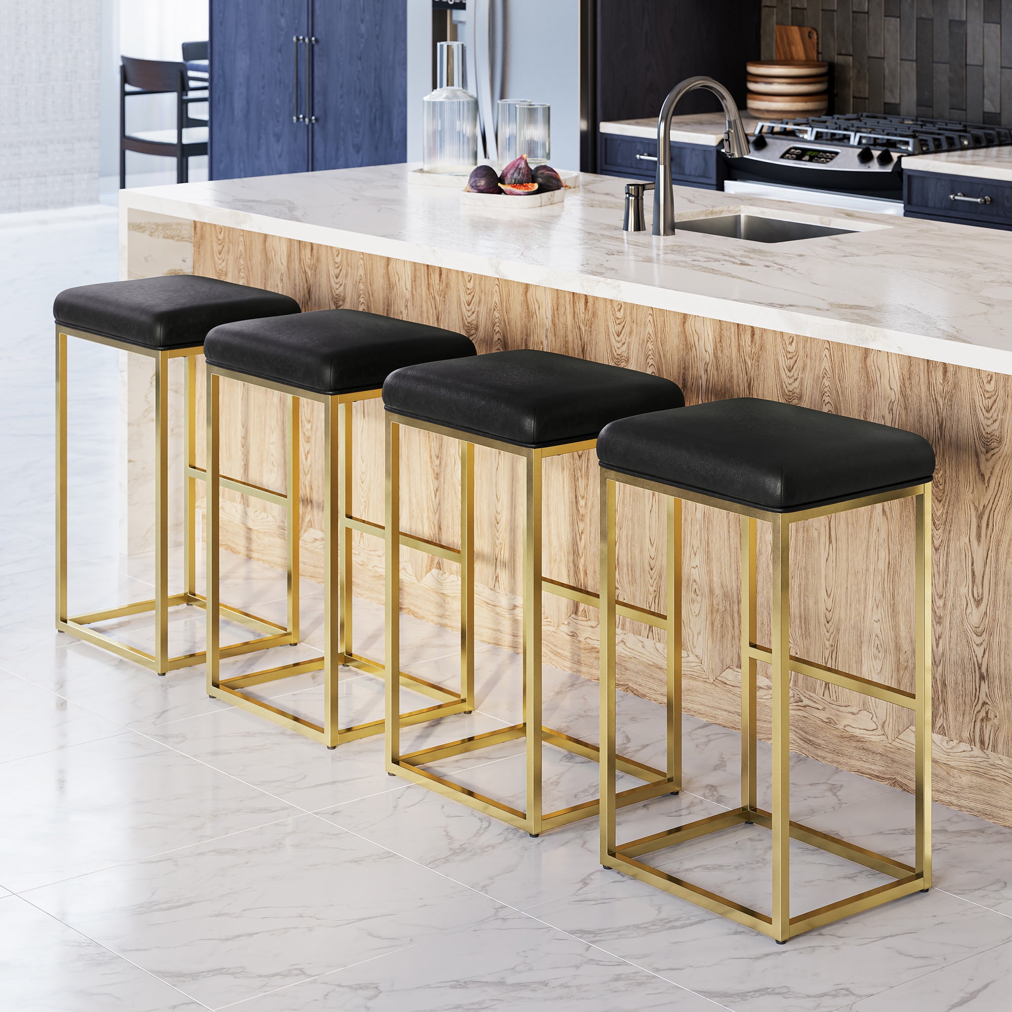 Black and gold bar online stools set of 4
