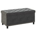 thumbnail image 1 of BELLEZE 35 Inch Storage Ottoman, Button-Tufted Ottoman Linen Storage Bench with Safety Close Hinge, Ottoman with Storage for Living Room, Entryway, Hallway, Foot Rest, Support 300lbs - Dark Grey, 1 of 7