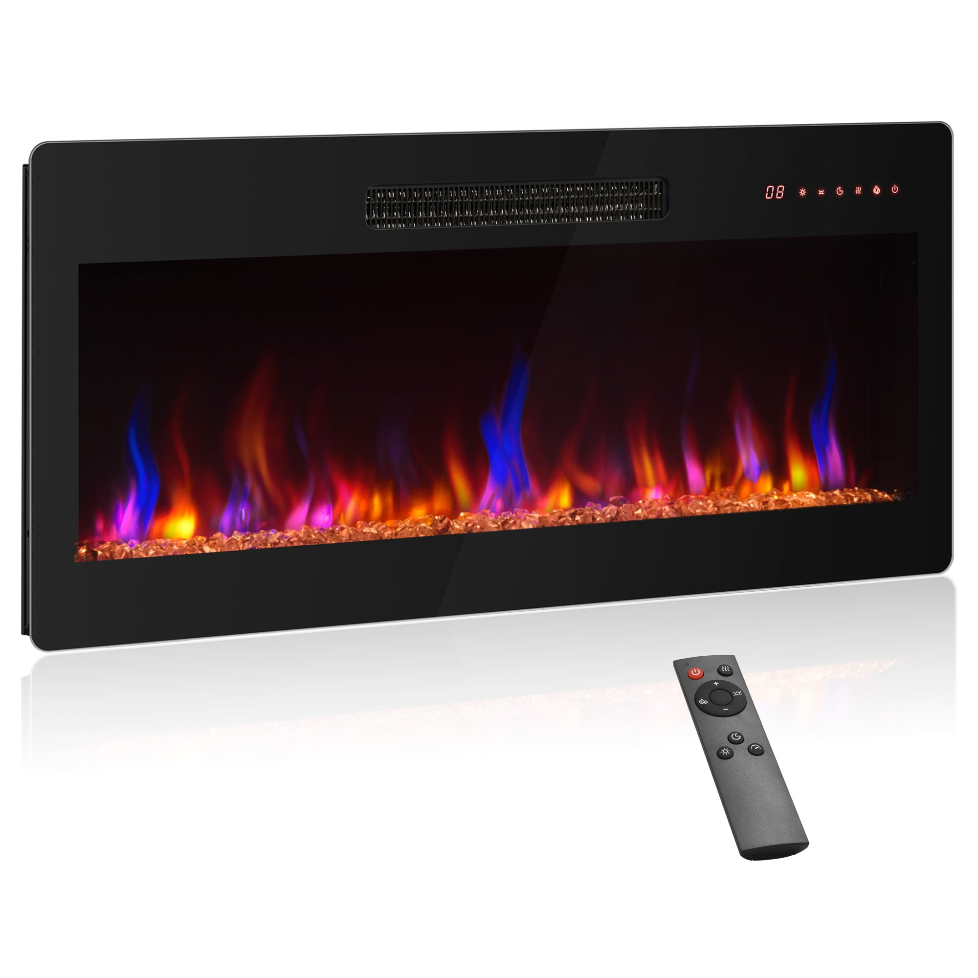 BELLEZE 36" Electric Fireplace Heater, 1400 W Recessed & Wall Mounted