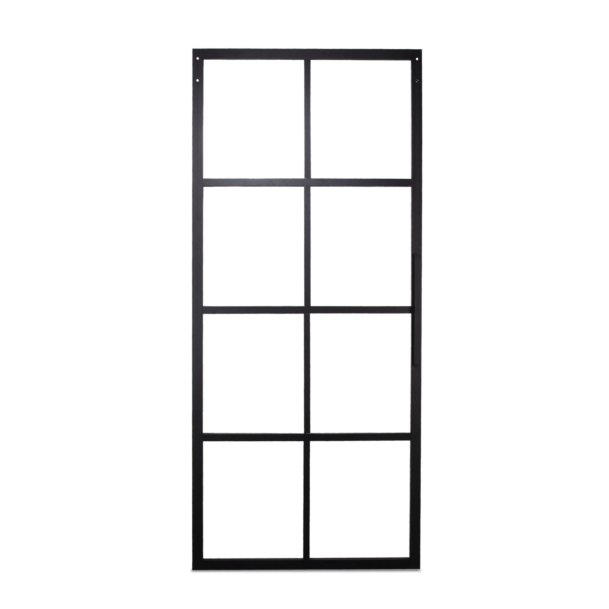 BELLEZE 36in x 84in Mountain Glass Sliding Barn Door Panel Aluminum Pre Drilled Frame 1/4" Thickness, Black