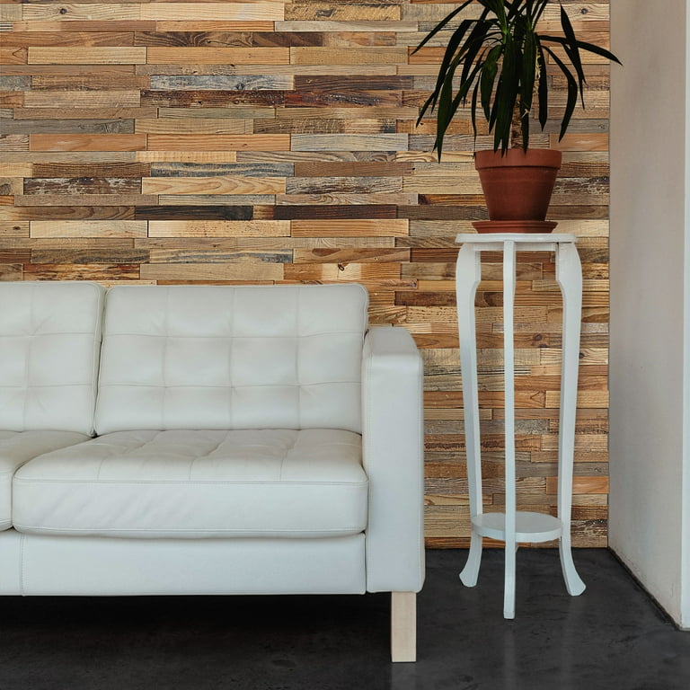 BELLEZE 3D Solid Wood Stripes - DIY Wall Panel - Nails and Glue Application - 10 Sq Ft BELLEZE 3D Solid Wood Stripes - DIY Wall Panel - Nails and Glue Application - 10 Sq Ft