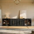 thumbnail image 1 of BELLEZE 4-Piece Modular Buffet Cabinet Freely Configurable, Classic Modern 2 Arched Glass Door Sideboards and 2 Double-Arc Wood Door Console Table For Dining Room Living Room Entryway - Ebony, 1 of 7
