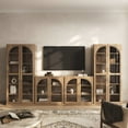 thumbnail image 1 of BELLEZE 4-Piece Modular TV Stand Set - 2 Arched Glass Door Sideboard Buffet and 2 Tall Storage Cabinets, Classic Modern Modular Entertainment Center with Adjustable Shelves For Living Room(Camel), 1 of 6