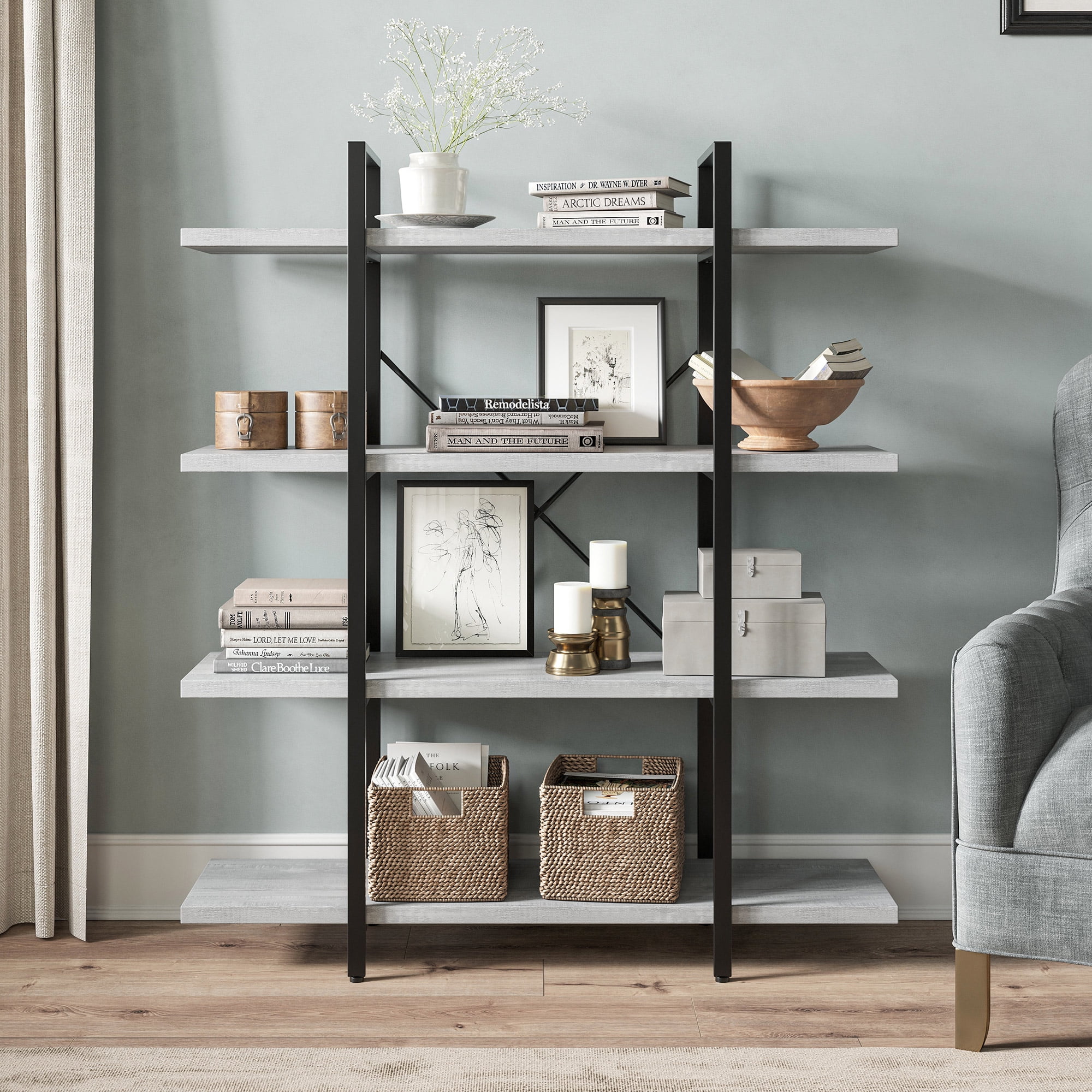 Modern 2024 grey bookcase