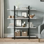 BELLEZE 4 Tier Modern Rustic Industrial Bookshelf - Hazel Stone Grey