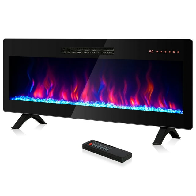 BELLEZE 42" Electric Fireplace Heater, 1400 W Recessed & Wall Mounted