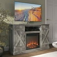 "BELLEZE 47"" Rustic TV Stand with Fireplace and Bookshelves For TVs