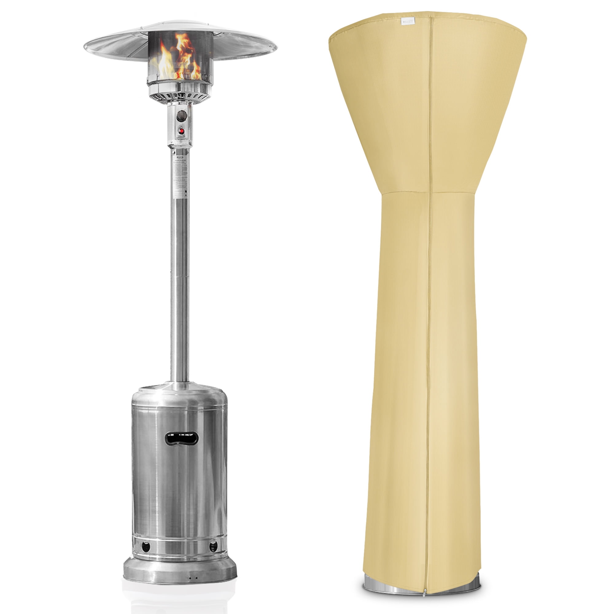 BELLEZE 48,000BTU Patio Stainless Steel Heater Wheel On Base LP Propane