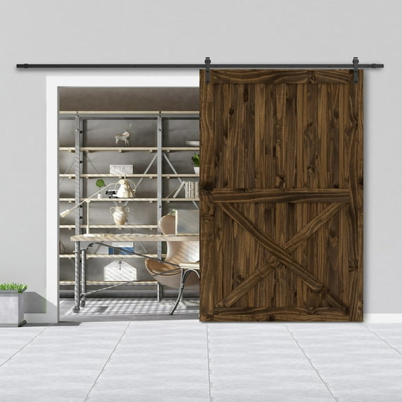 BELLEZE 54 Inch DIY Sliding Interior Barn Door, Modern Farmhouse - Espresso