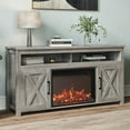 "BELLEZE Modern Farmhouse Console TV Stand with Fireplace Heater for 65