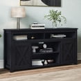 thumbnail image 1 of BELLEZE 58 Inch TV Stand, Contemporary Entertainment Center for TVs up to 65", Wood Media Console Table with Two Open Shelves and Barn Door Cabinets - Corin (Rustic Grey), 1 of 7