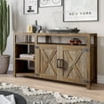 thumbnail image 1 of BELLEZE 58" Modern Farmhouse TV Stand for TVs Up to 65", Double Barn Door Entertainment Center with Storage Shelves and Cabinets - Preston (Rustic Oak), 1 of 7