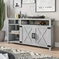 thumbnail image 1 of BELLEZE 58" Modern Farmhouse TV Stand for TVs Up to 65", Double Barn Door Entertainment Center with Storage Shelves and Cabinets - Preston (Stone Grey), 1 of 7