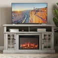 thumbnail image 1 of BELLEZE 58" TV Stand with 23" Electric Fireplace, Fireplace TV Console for TVs up to 65", Home Entertainment Center with Storage Cabinet and Adjustable Shelves - Astorga (Gray Wash), 1 of 7
