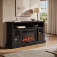 thumbnail image 1 of BELLEZE 58" TV Stand with 23" Electric Fireplace, Fireplace TV Console for TVs up to 65", Home Entertainment Center with Storage Cabinet and Adjustable Shelves - Astorga (Rustic Grey), 1 of 7