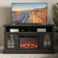 thumbnail image 1 of BELLEZE 58" TV Stand with 23" Electric Fireplace, Fireplace TV Console for TVs up to 65", Home Entertainment Center with Storage Cabinet and Adjustable Shelves - Astorga (Rustic Grey), 1 of 7