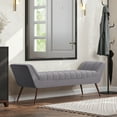 thumbnail image 1 of BELLEZE 63 Inch Button Tufted Linen Upholstered Ottoman Bench with Armrests Modern Design Accent Furniture for Entryway Living Room and Bedroom - Moreno (Grey), 1 of 7