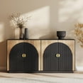 thumbnail image 1 of BELLEZE 65 Inch Fluted Buffet Cabinet with Storage, Symmetrical Arc Accent Sideboard Large Console Table for Dining Room, Kitchen, and Living Room (Camel), 1 of 7