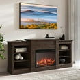 thumbnail image 1 of BELLEZE 66" Mantel TV Stand Entertainment Center For TVs up to 66" with 23" Fireplace - Lenore (Brown), 1 of 7