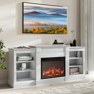 White tv stand with fireplace walmart deals