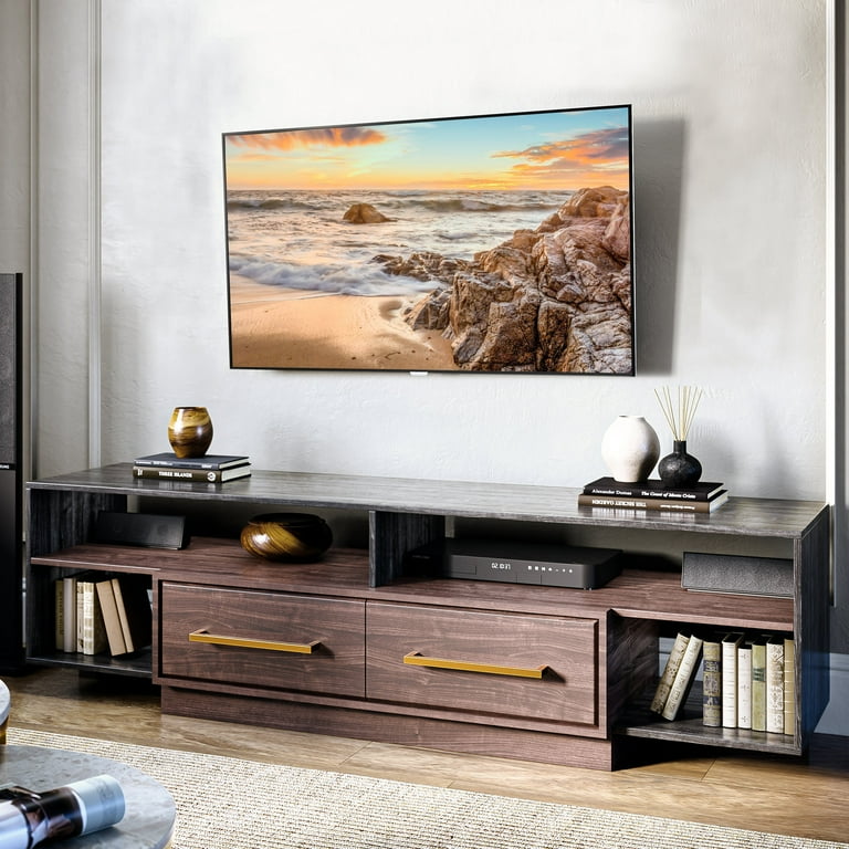 Mid century cheap tv console walnut