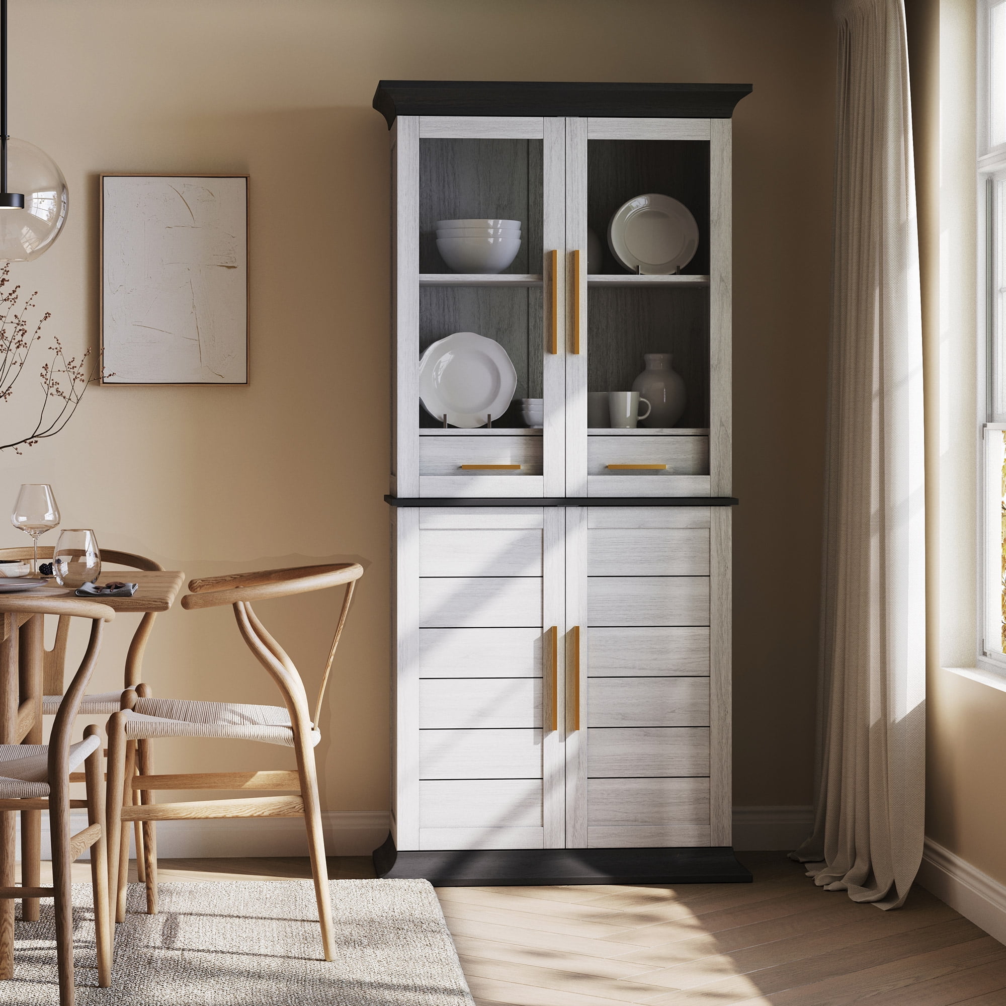 BELLEZE 72" Tall Kitchen Pantry, Large Storage Cabinet With Doors and ...