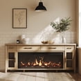 thumbnail image 1 of BELLEZE 74 Inch Rustic TV Stand with 48" Electric Fireplace, Extra Large Entertainment Center With Storage Cabinets & 4 Drawers, Media Console Table For Living Room Bedroom (Camel), 1 of 7