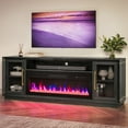 thumbnail image 1 of BELLEZE 74-Inch TV Stand with 42" Electric Fireplace, Entertainment Center For TVs Up To 85", Storage Cabinet with Glass Door & Metal Handle for Living Room, Bedroom - Sienna (Black Ebony), 1 of 7
