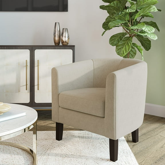 BELLEZE Accent Arm Club Chair in Linen Fabric - Highland (Beige)