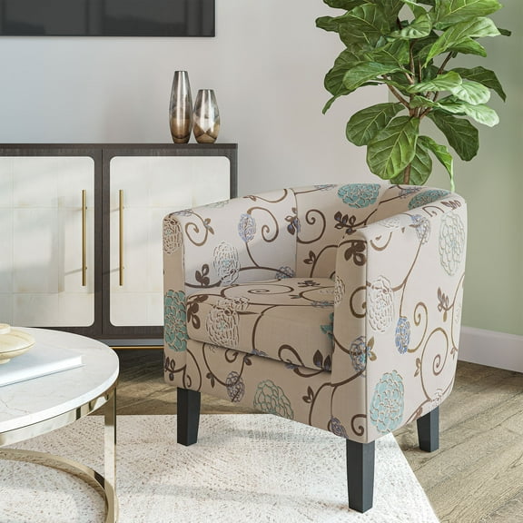 BELLEZE Accent Arm Club Chair in Linen Fabric - Highland (Floral Print)