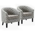 thumbnail image 1 of BELLEZE Accent Arm Club Chairs in Linen Fabric Set of 2 - Highland (White & Gray), 1 of 7