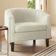 thumbnail image 1 of BELLEZE Accent Barrel Chair, Modern Tub Club Chair Upholstered Armchair for Living Room, Accent Chair with Silver Nail Head Trim Black Legs - Kyara (White/Polyester), 1 of 7